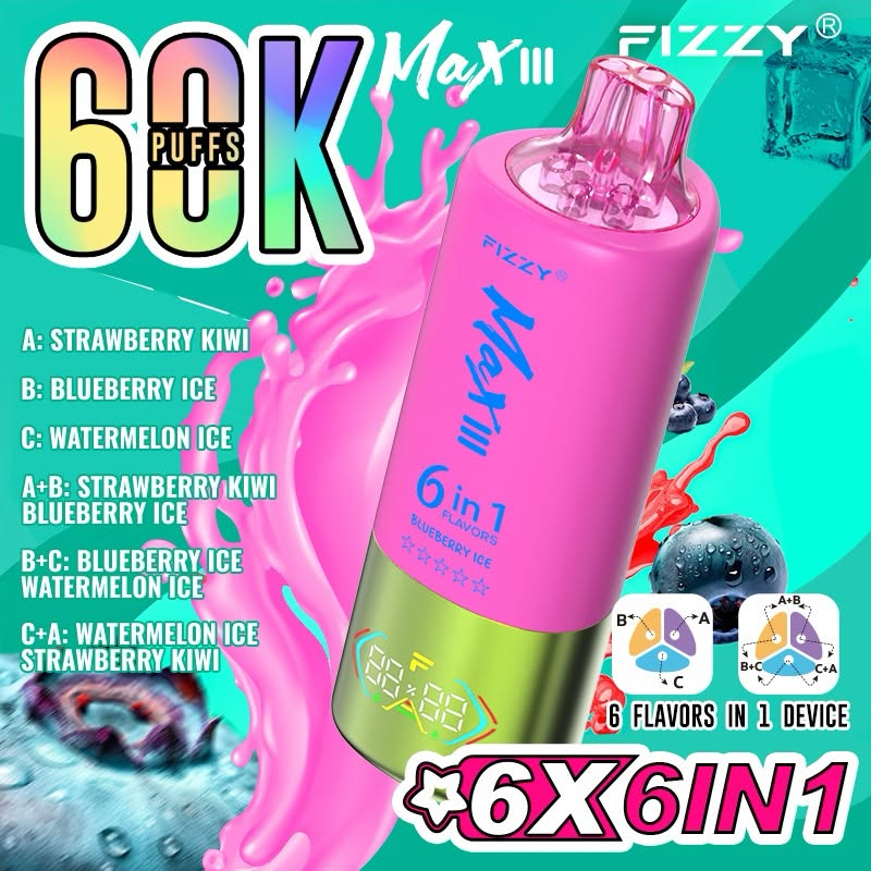 【人気モデル】Fizzy Max III 60K|6IN1 フレーバー切替 ニコパフ N5%