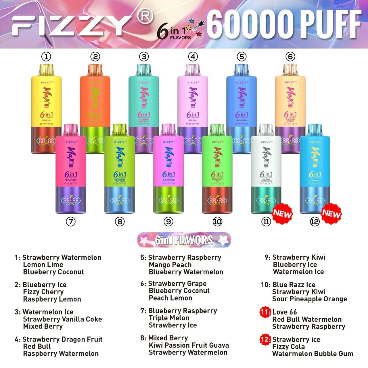 【人気モデル】Fizzy Max III 60K｜6IN1 フレーバー切替 ニコパフ N5%