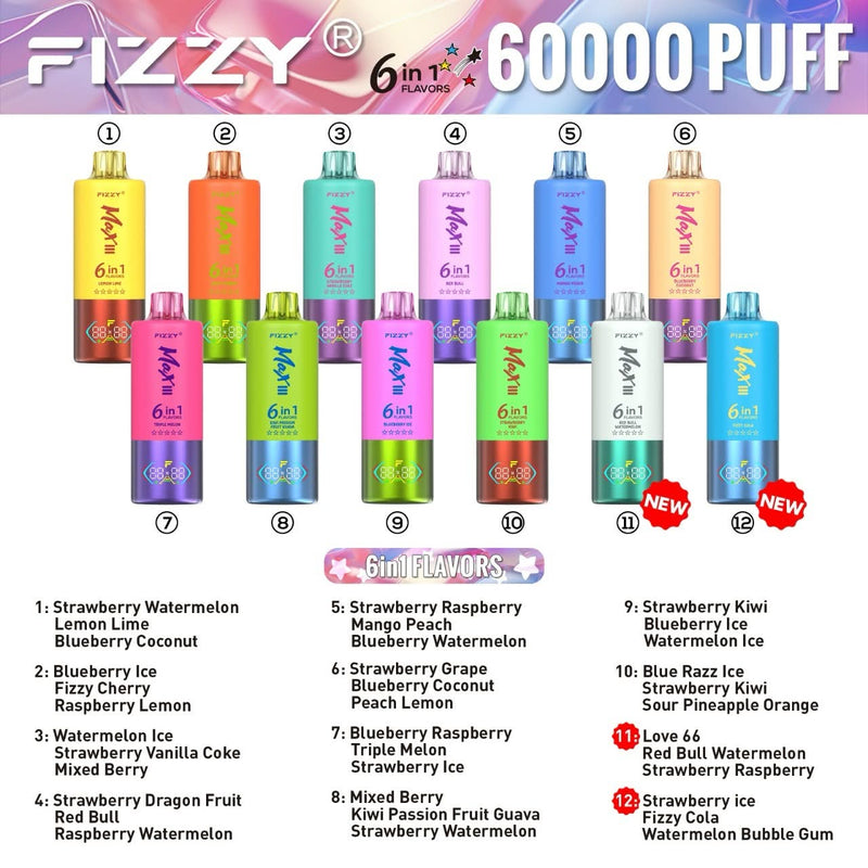 【人気モデル】Fizzy Max III 60K｜6IN1 フレーバー切替 ニコパフ N5%