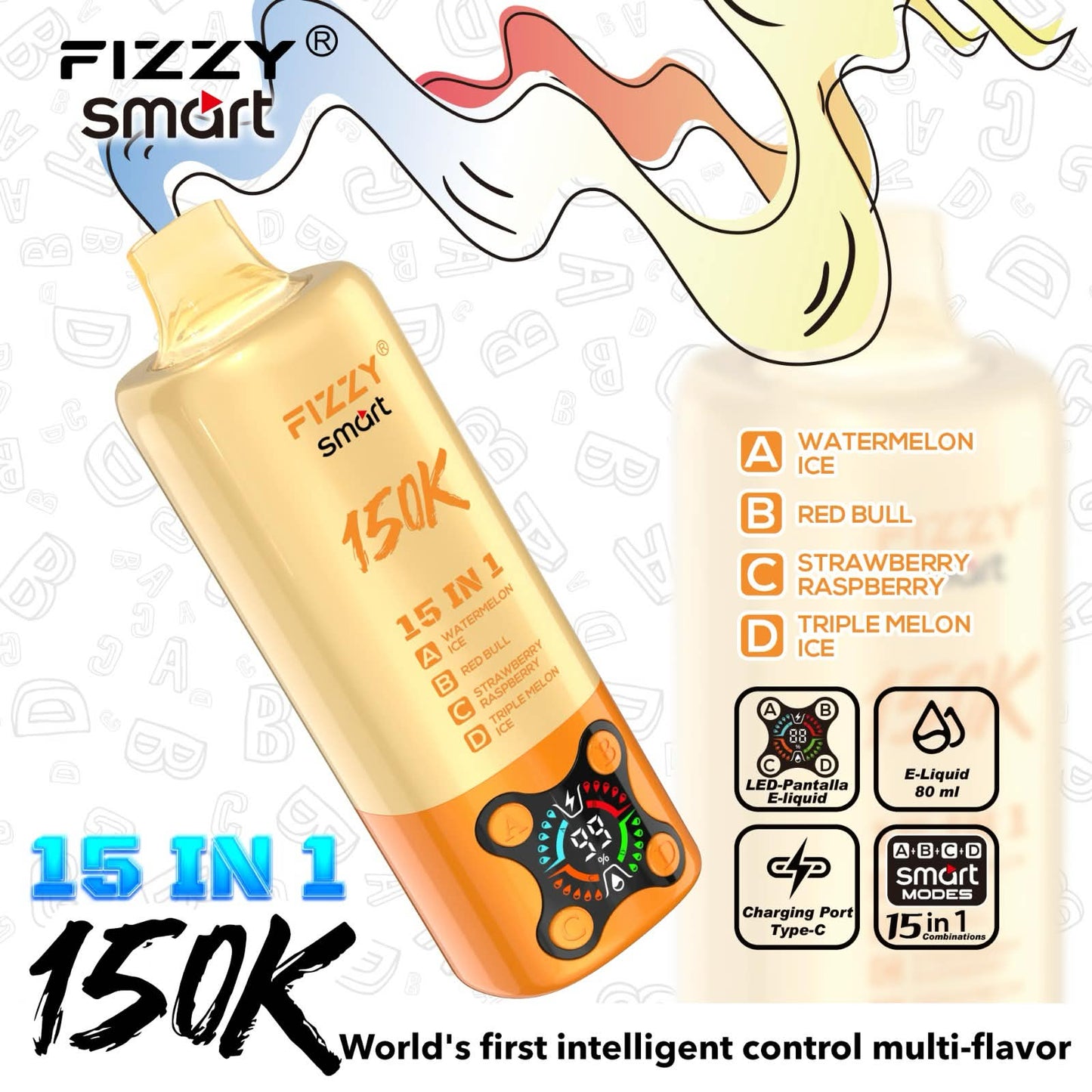 【人気No.1】フィジースマート 150K｜15IN1 フレーバー搭載 ニコパフ N5%