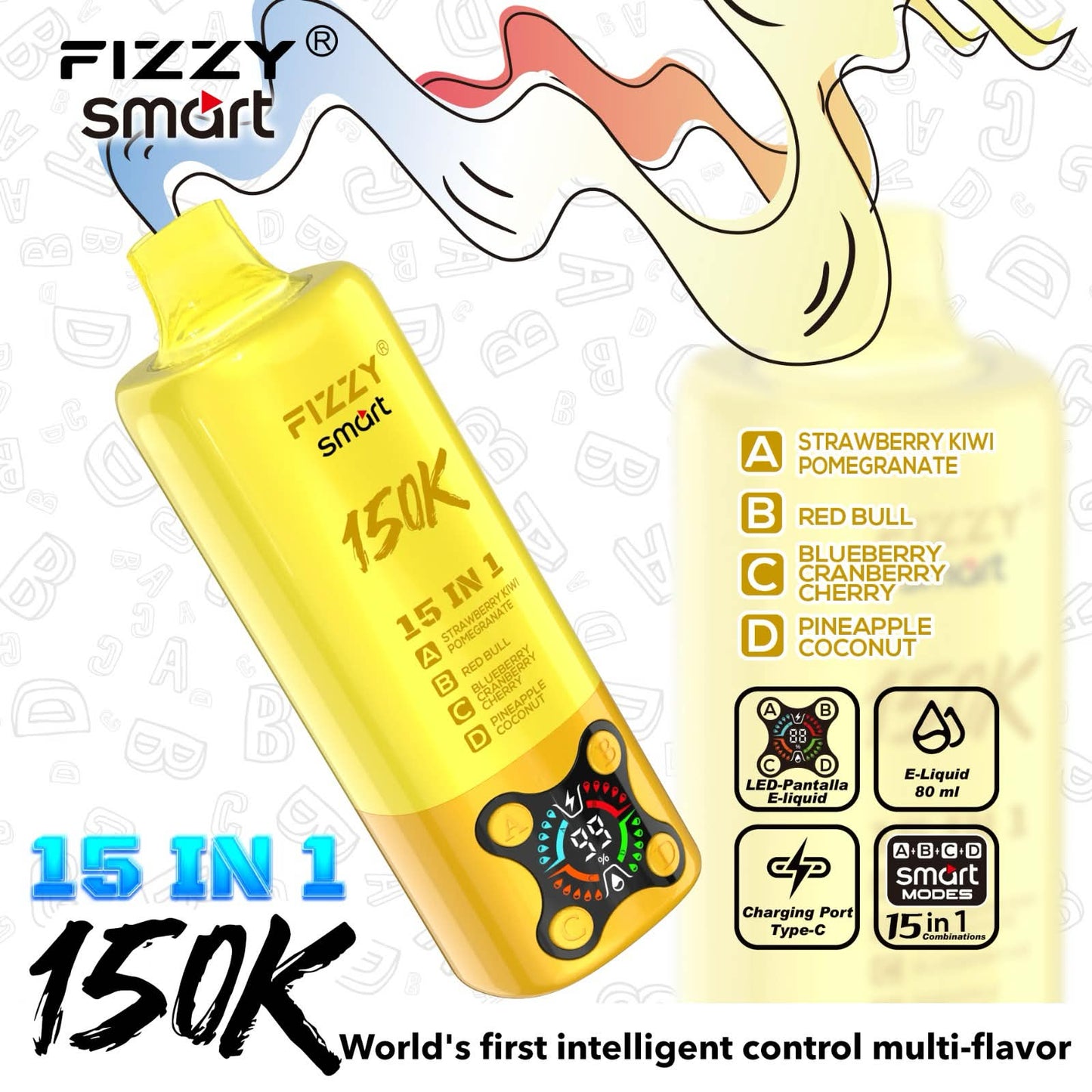 【人気No.1】フィジースマート 150K｜15IN1 フレーバー搭載 ニコパフ N5%