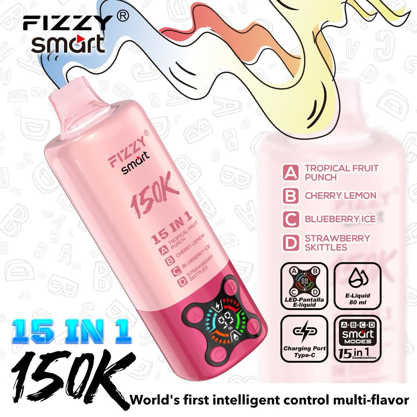 【人気No.1】フィジースマート 150K｜15IN1 フレーバー搭載 ニコパフ N5%