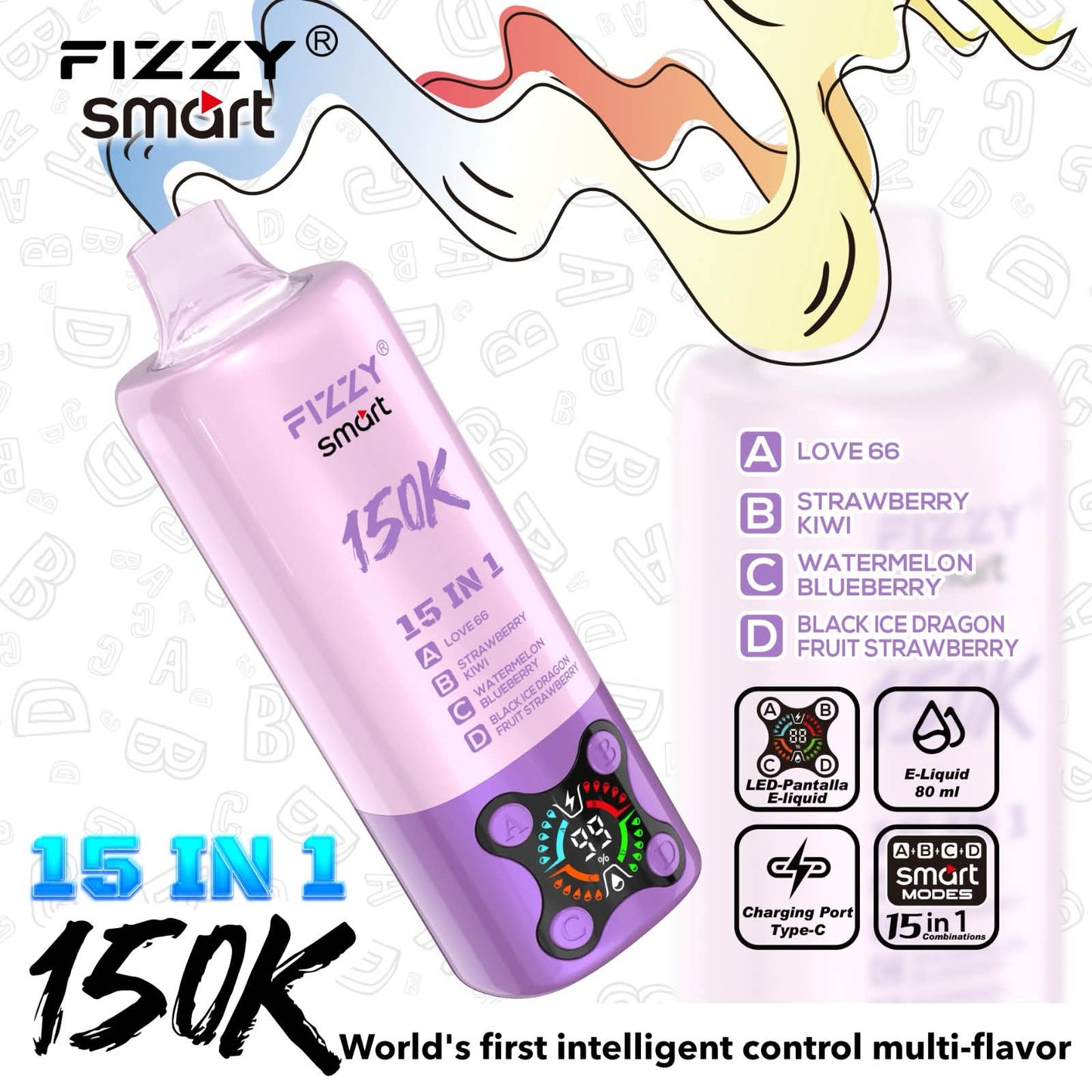 【人気No.1】フィジースマート 150K｜15IN1 フレーバー搭載 ニコパフ N5%
