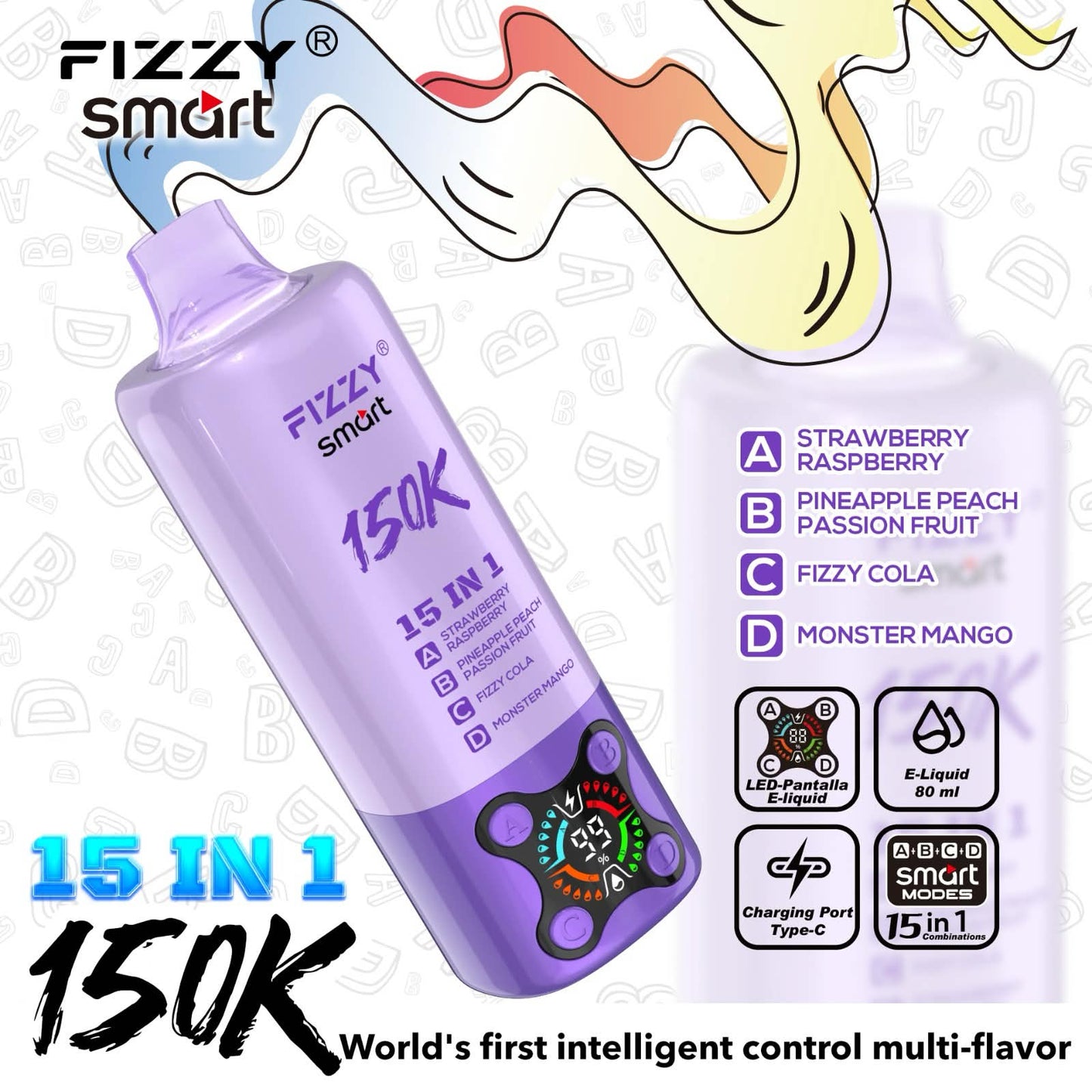【人気No.1】フィジースマート 150K｜15IN1 フレーバー搭載 ニコパフ N5%
