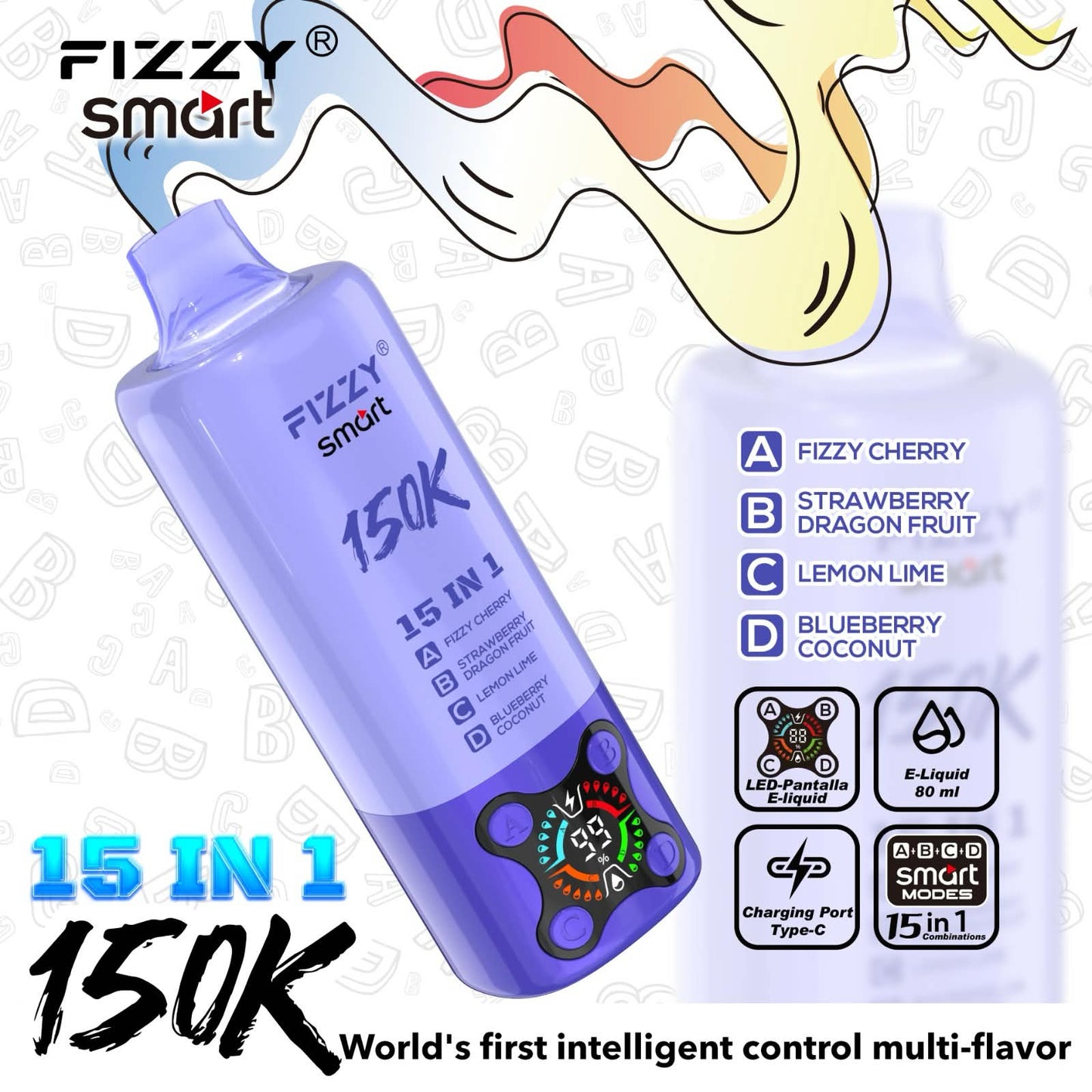 【人気No.1】フィジースマート 150K｜15IN1 フレーバー搭載 ニコパフ N5%