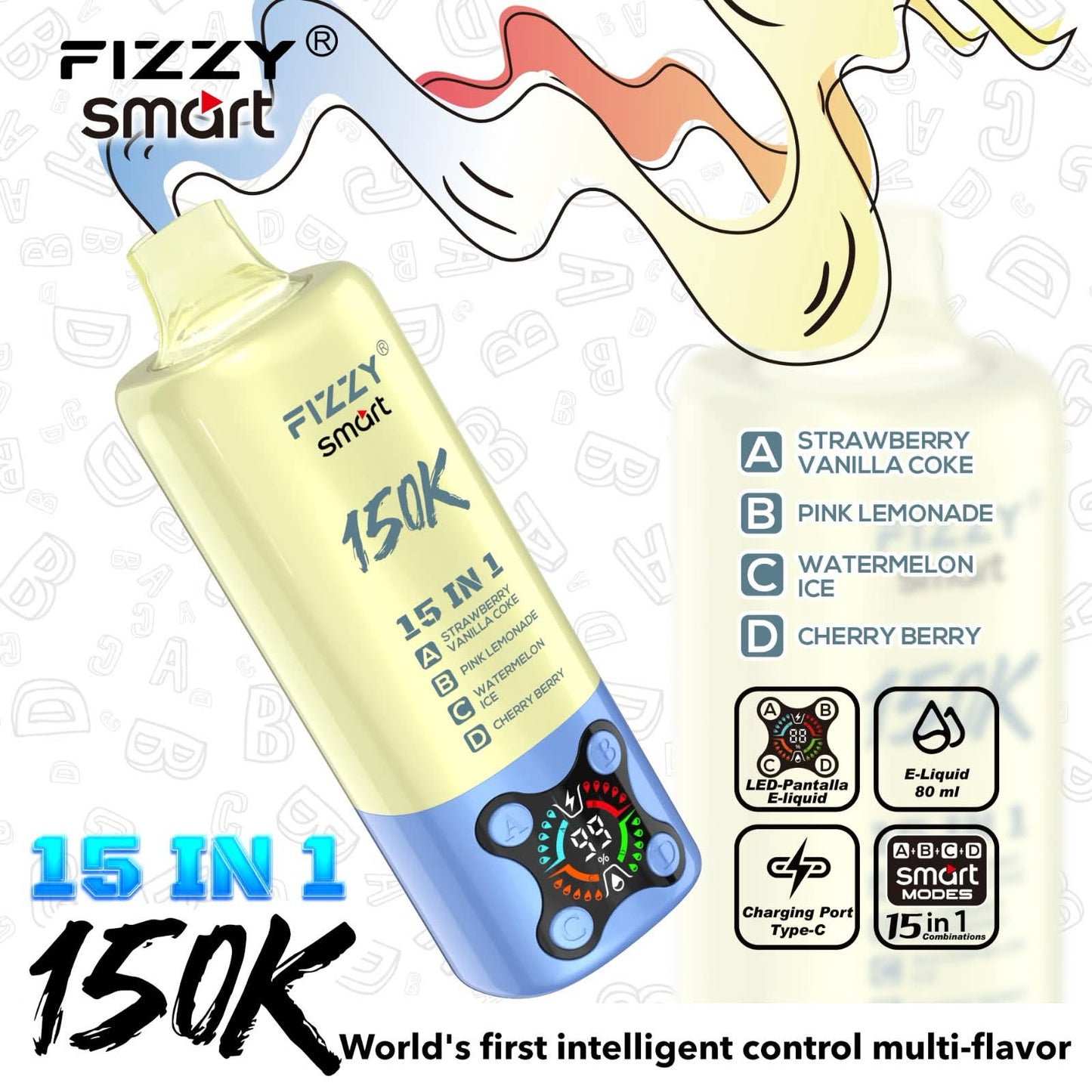 【人気No.1】フィジースマート 150K｜15IN1 フレーバー搭載 ニコパフ N5%