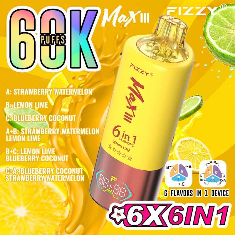 【人気モデル】Fizzy Max III 60K｜6IN1 フレーバー切替 ニコパフ N5%