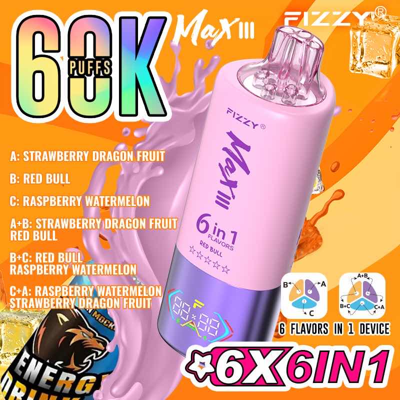 【人気モデル】Fizzy Max III 60K｜6IN1 フレーバー切替 ニコパフ N5%