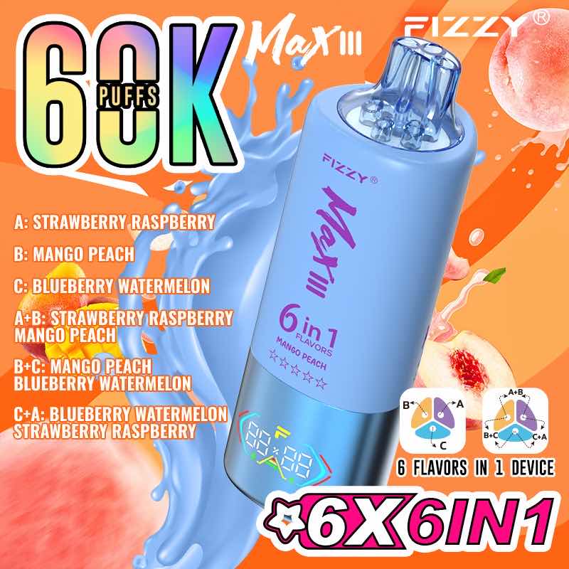 【人気モデル】Fizzy Max III 60K｜6IN1 フレーバー切替 ニコパフ N5%