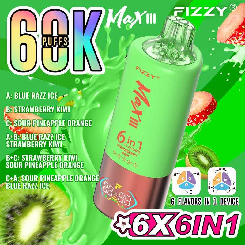 【人気モデル】Fizzy Max III 60K｜6IN1 フレーバー切替 ニコパフ N5%