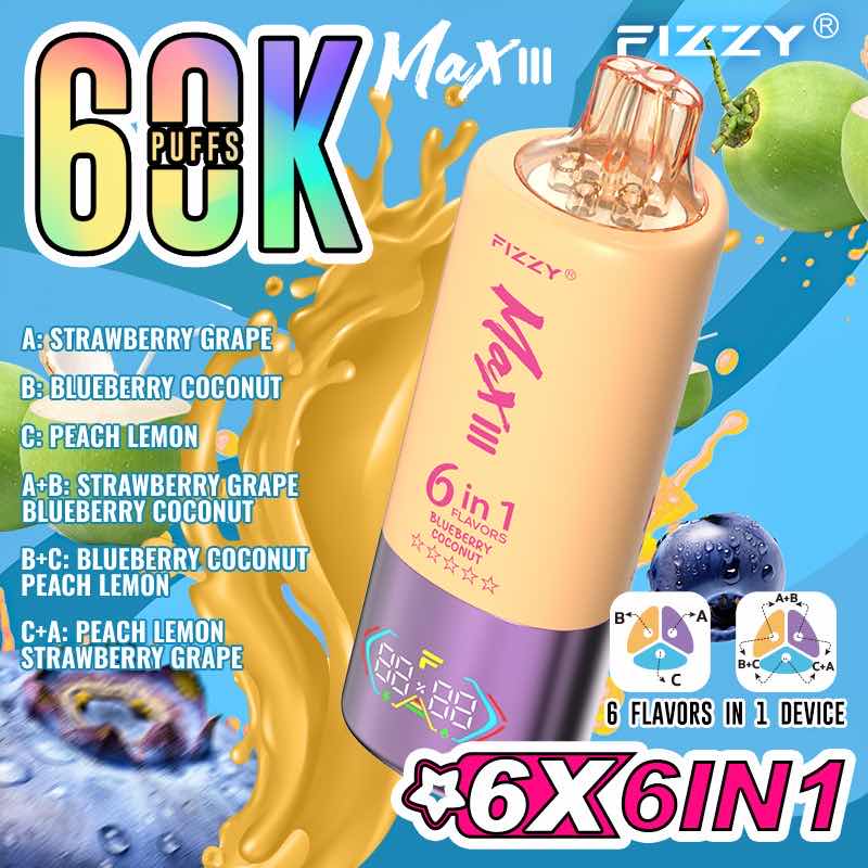 【人気モデル】Fizzy Max III 60K｜6IN1 フレーバー切替 ニコパフ N5%